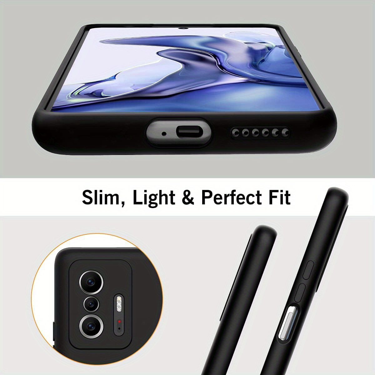 TingYR Cover per Xiaomi Redmi Note 11T PRO, Ultra Sottile di Gomma, Ottima Cover Antiurto TPU Flessibile, Custodia Case per Xiaomi Redmi Note 11T PRO Smartphone.(Nero