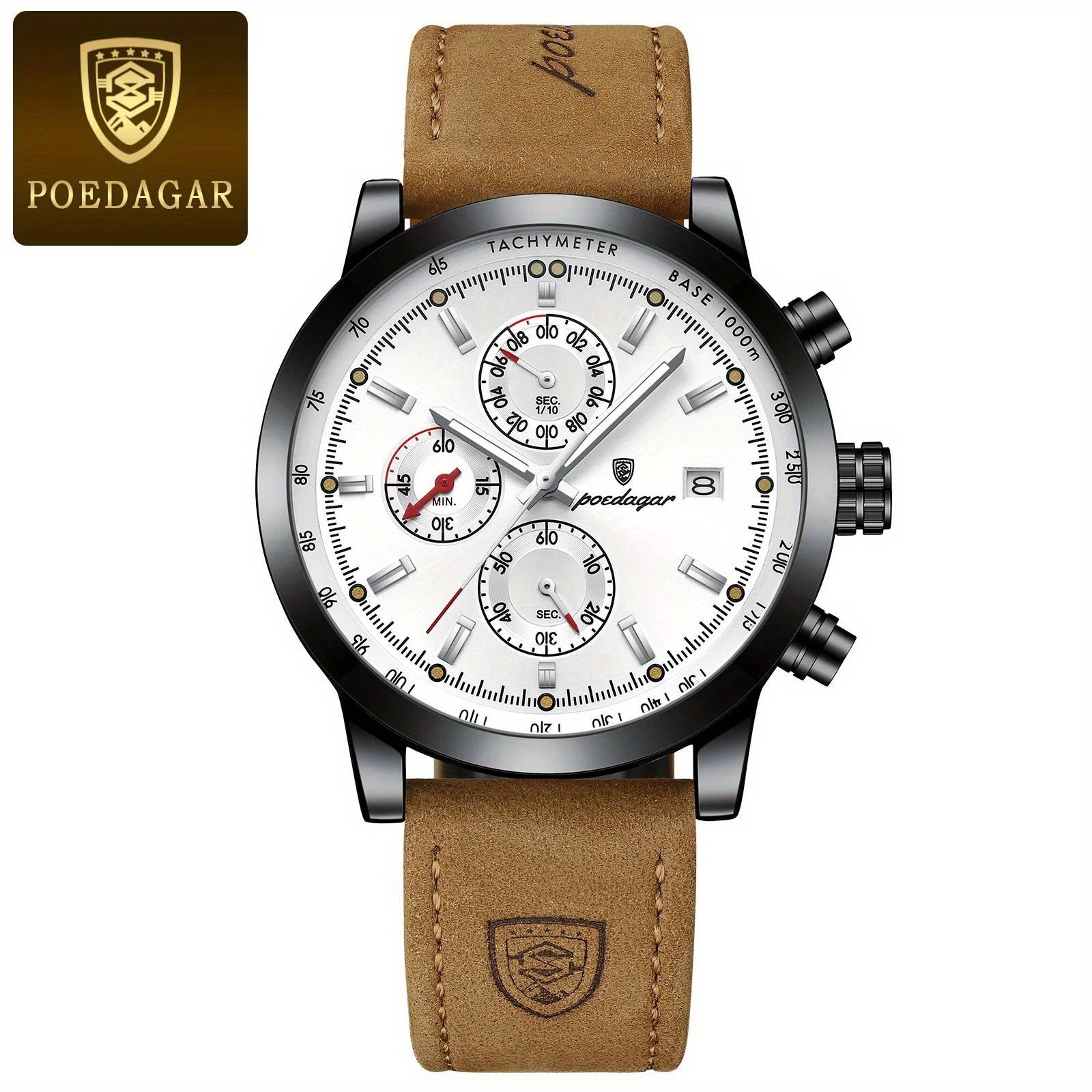 Poedagar Mens Waterproof Luminous Chronometer Date Wrist Watch