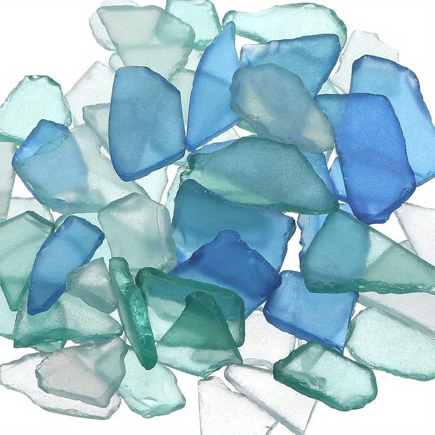 

200g/pack Sea Glass Pieces Crushed Flat Frosted Special For Vase Filler, Beach Wedding Party, Home Aquarium Decors Diy Beautiful Creative Art Craft Supplies