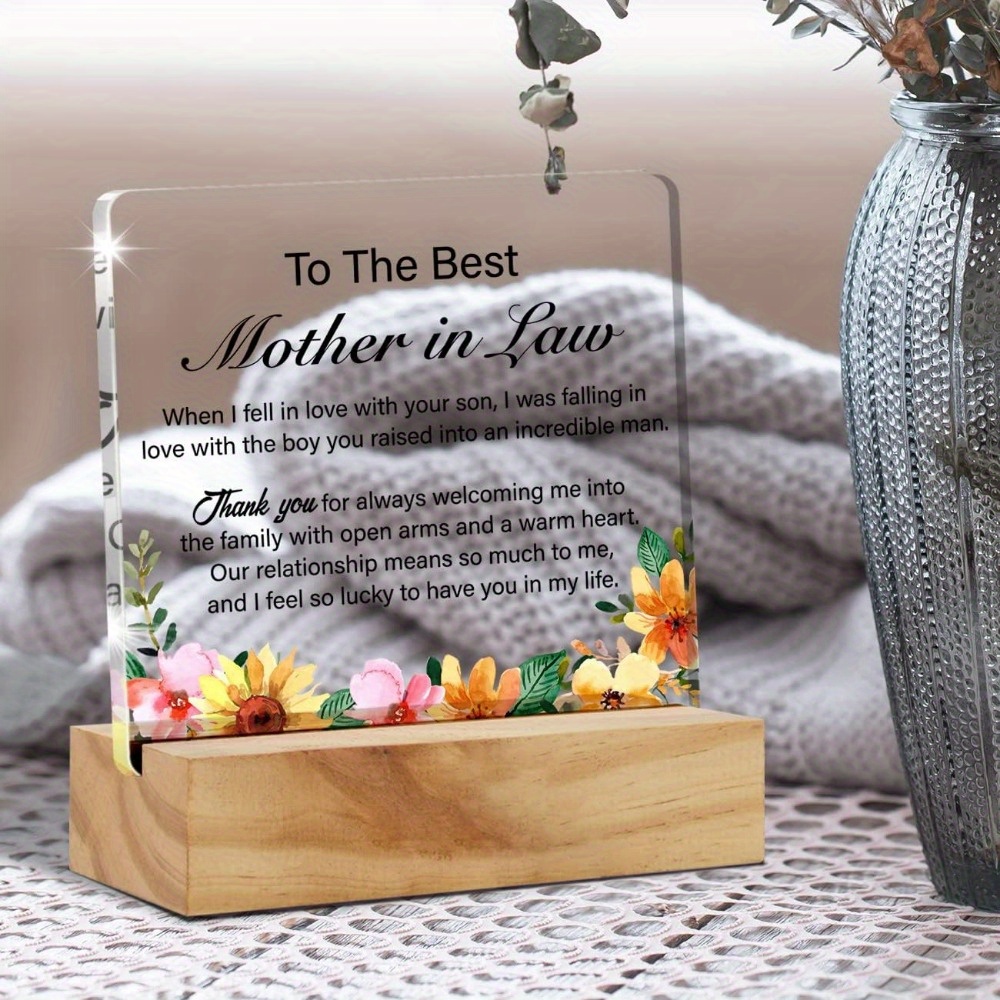 Mother in Law Gift, Mom Birthday Gifts for Mother in Law, Best Mom Ever  Gifts Appreciation Gifts Mother in Law Definition Acrylic Plaque Desk Signs