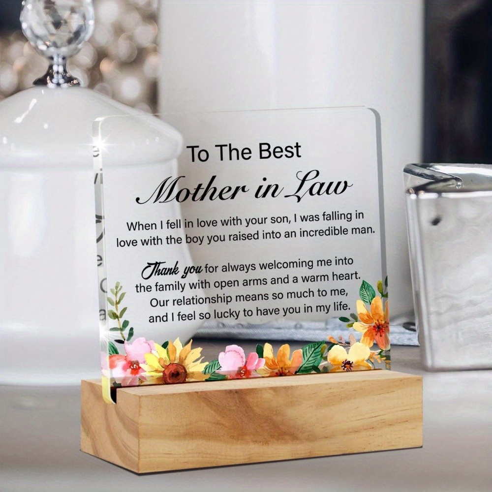 Mother in Law Gift, Mom Birthday Gifts for Mother in Law, Best Mom Ever  Gifts Appreciation Gifts Mother in Law Definition Acrylic Plaque Desk Signs