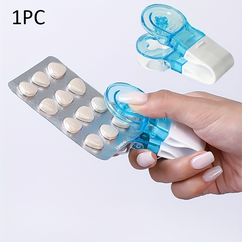 

1pc Portable Pill Remover With Medicine Box Household Gadgets, Tablets Pills Blister Pack Opener Assistance Tool Pill Dispenser Useful Supplies -beading Storage