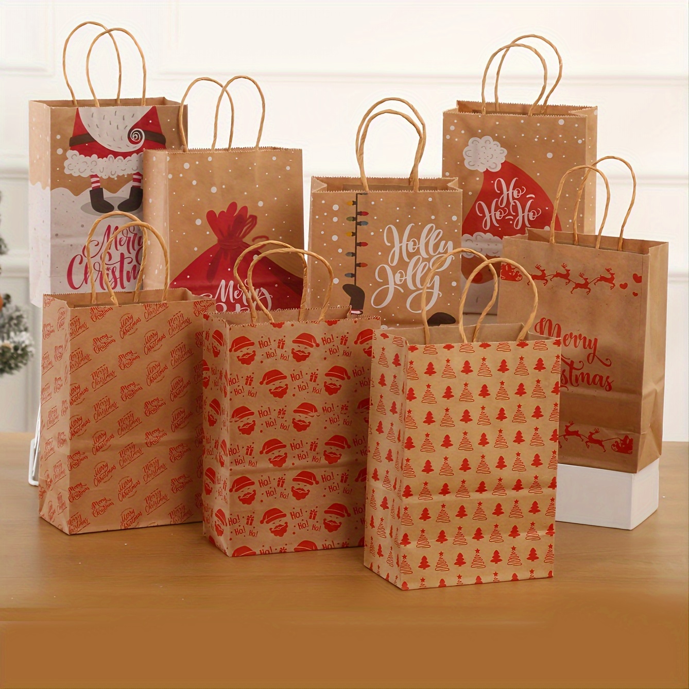 Christmas Gift Paper Bag Floral Pattern Holiday Birthday - Temu