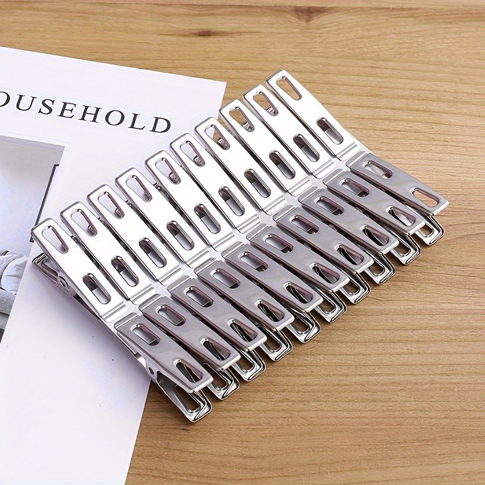10/20/50pcs Stainless Steel Clothespins, Household Flat Mouth Small Clip,  Quilt Sheet Fixed Clip, Bed Sheet Clip