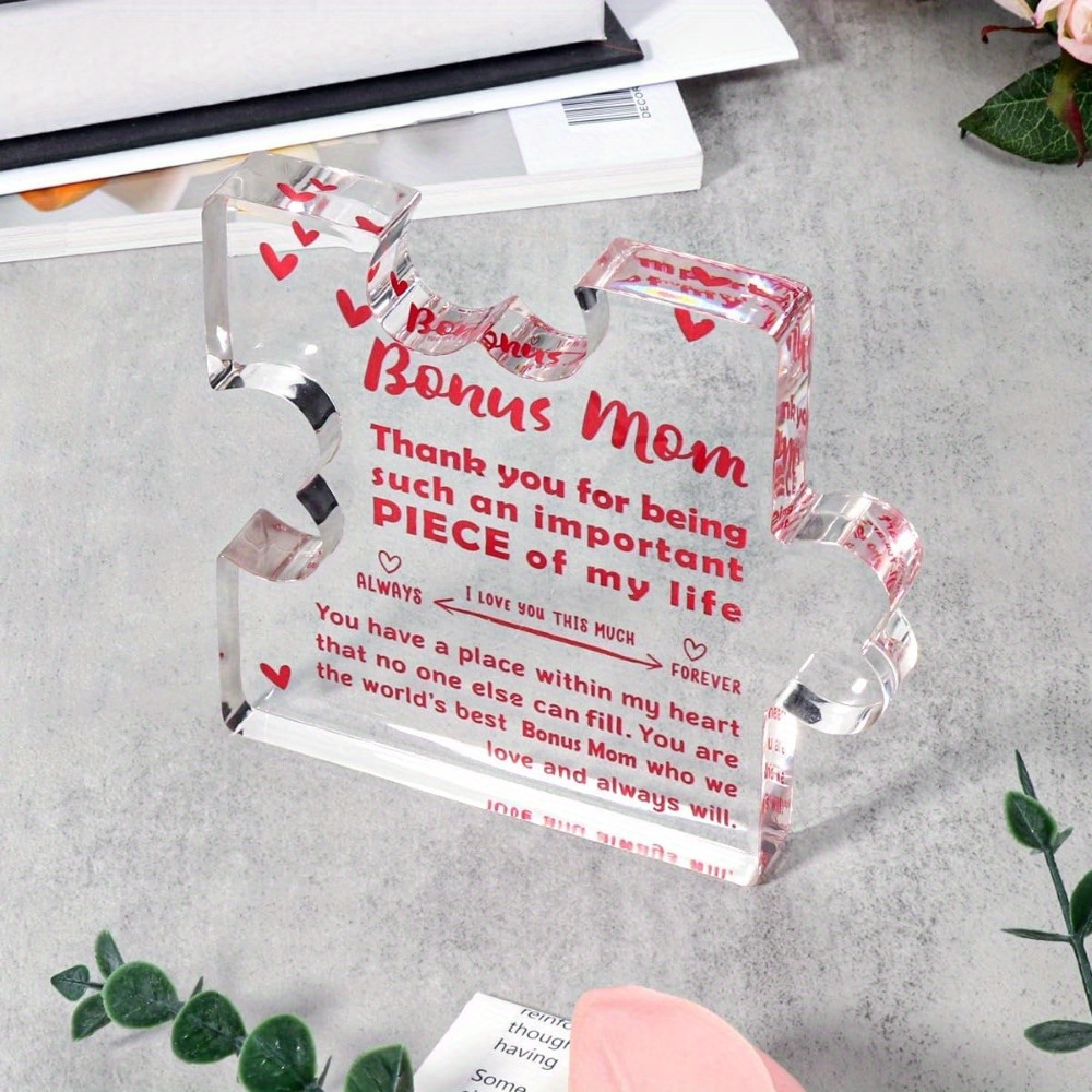 Mom Gift Ideas For Bonus Mom, Second Mom Gifts, Step Daughter Stepdaughter  Stepson To My Other Mom Gift, Stepmom Gifts Clear Acrylic Heart Paperweight  Keepsake For Mother's Day Birthday - Temu