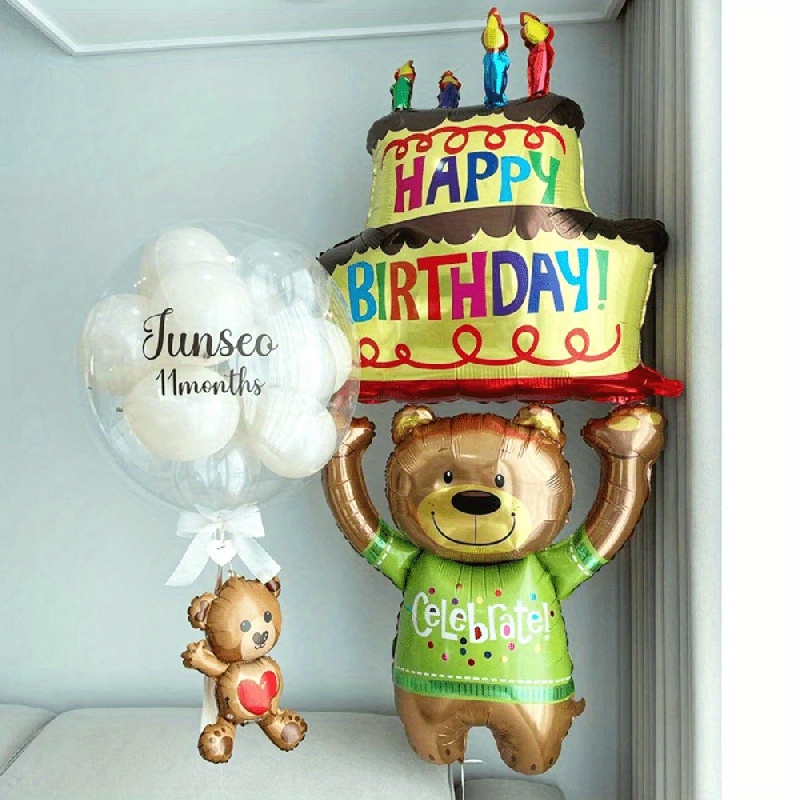 Cute Bear Birthday Party Balloon Decoration Perfect Theme - Temu