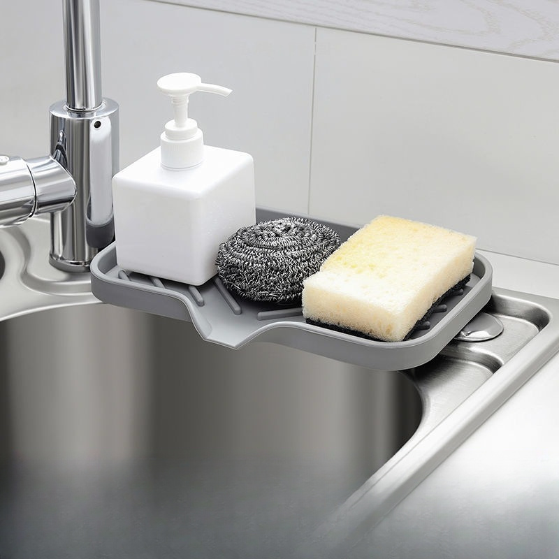 Silicone Soap Holder Tray Soap Dish Box Drain for Bathroom Kitchen Self- draining