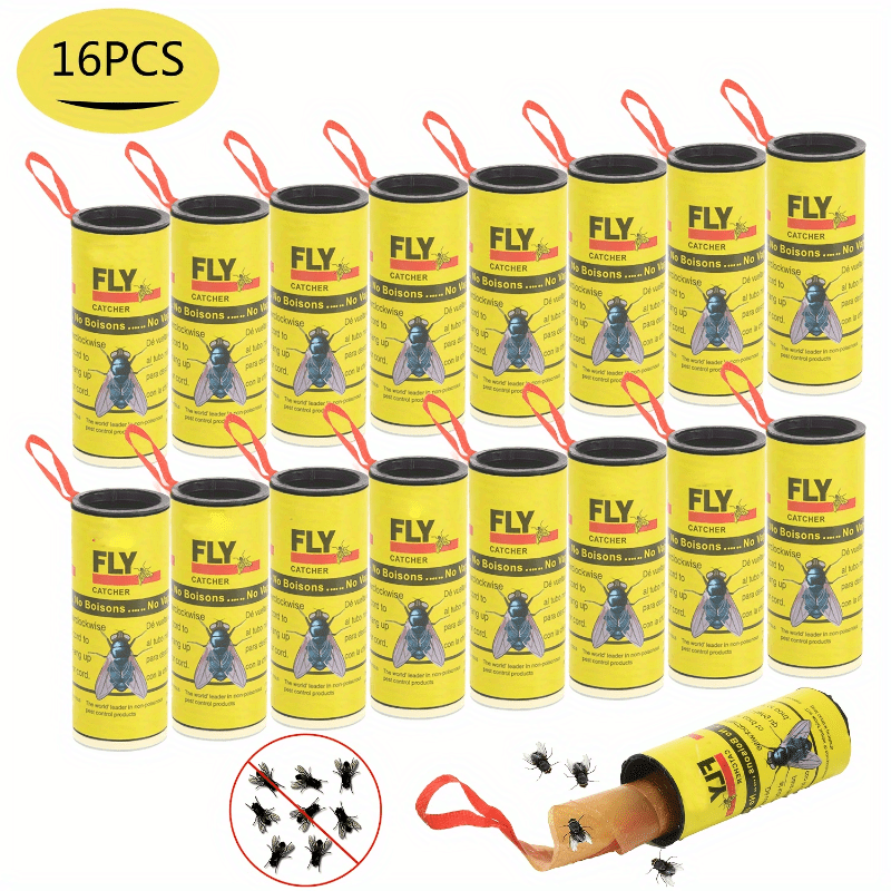 24 PCS Fly Trap Sticky,Fly Strips Indoor Sticky Hanging for Flying Plant  Insect, Sticky Fly Ribbons,Fly Paper Strips 