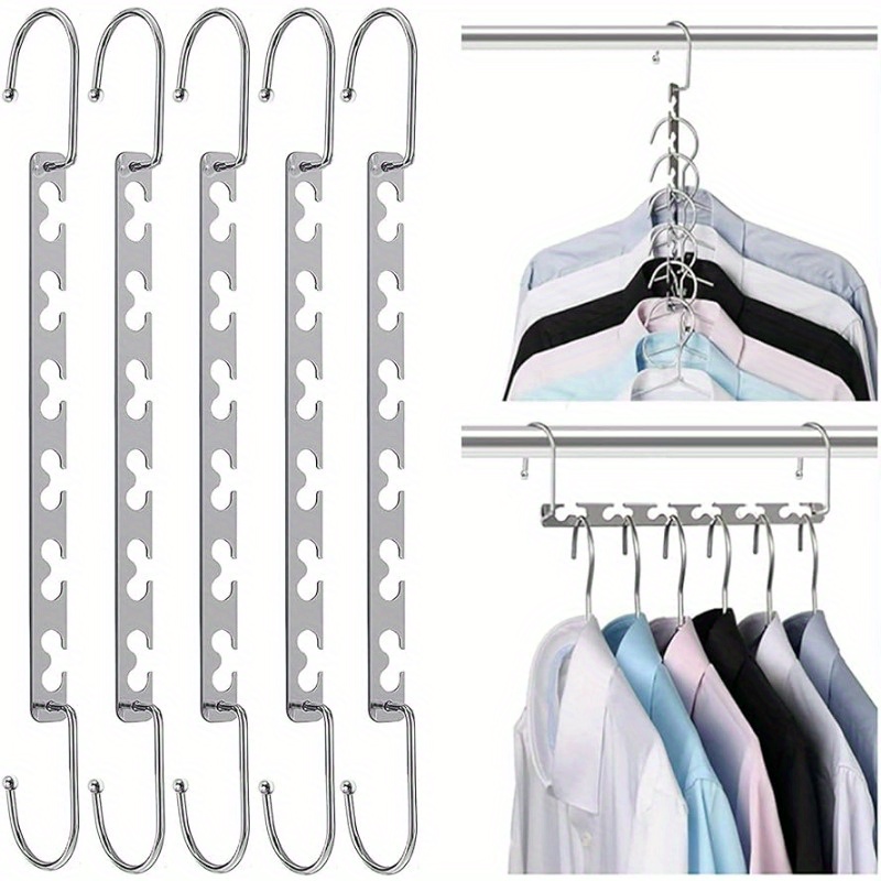 Metal Space Saving Hangers 12 Slots Stainless Steel Space - Temu