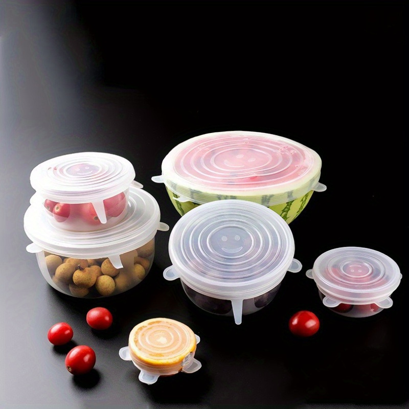 Ensemble de 6 couvercles extensibles en Silicone bol d'emballage alimentaire  universel en Silicone, accessoires d'ustensiles de cuisine transparente