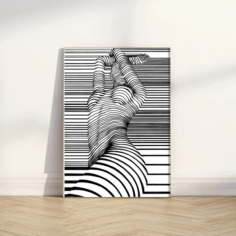 Black White Canvas Painting Abstract Sexy Women Man Pictures - Temu