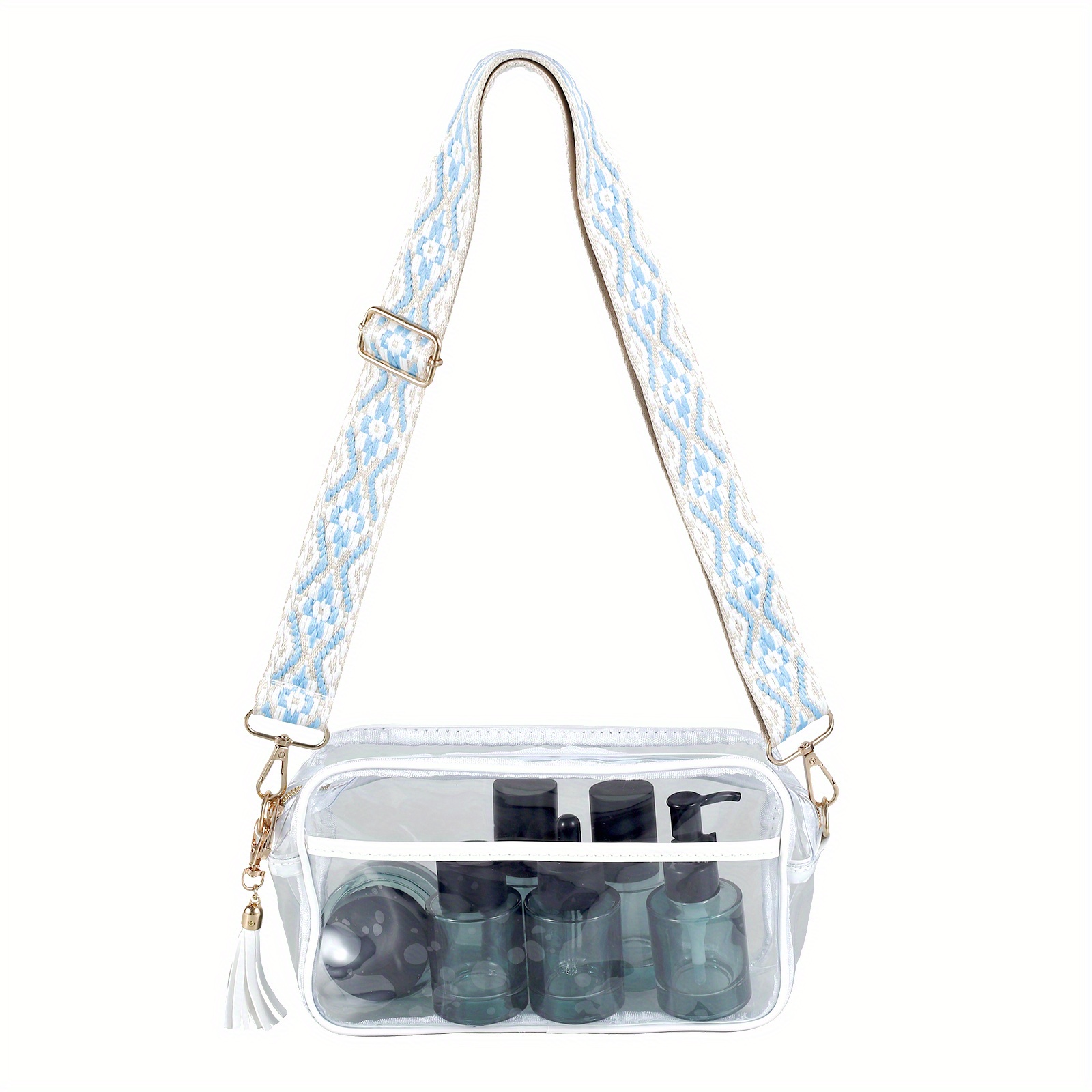 Clear Shoulder Strap Purse White