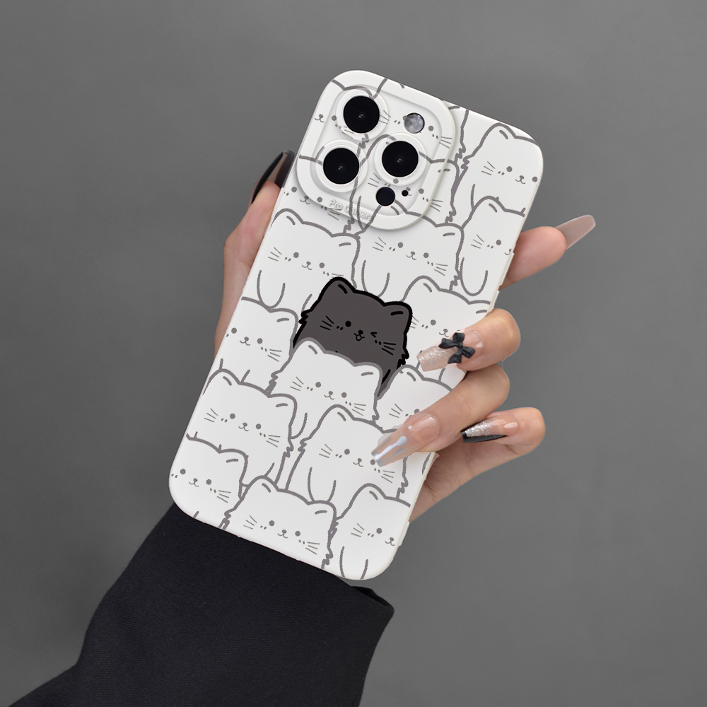 

Cat Pattern Mobile Phone Case Full-body Protection Shockproof Anti-fall Tpu Soft Rubber Case Color: Transparent White Black For Men Women For 15 14 13 12 11 Xs Xr X 7 8 Mini Plus Pro Max Se