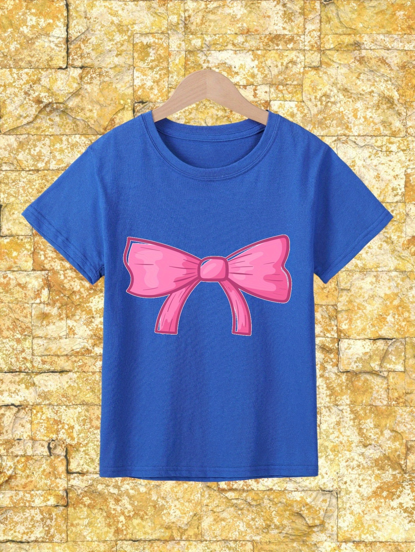Camiseta estampada con lazo azul niña
