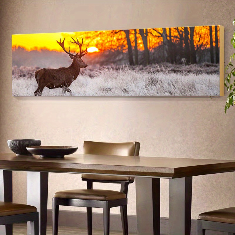 Big Deer Watching Sunset Nature Wildlife Canvas Wall Art - Temu