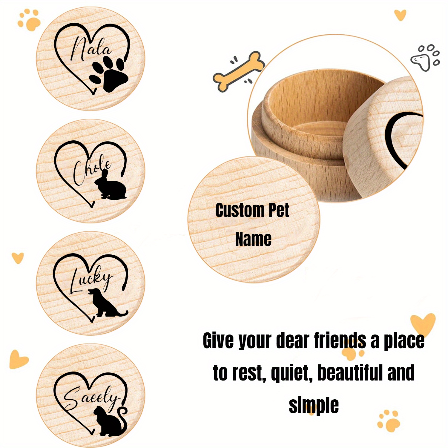 Personalised Wooden Pet Memorial Box - Engraved Photo
