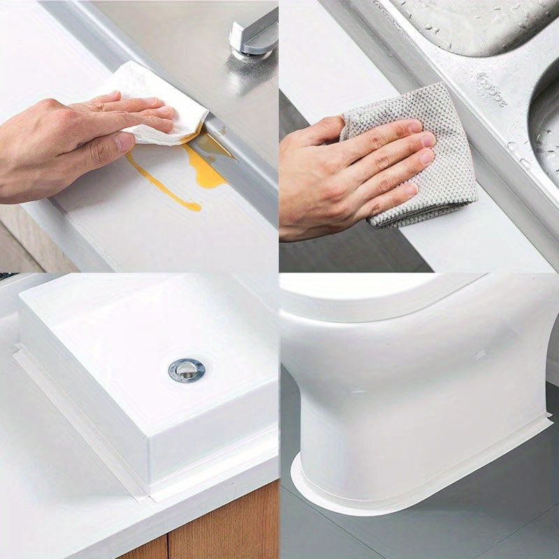 blanco cocina & cuarto de baño impermeable & anti-moho de silicona cinta  para sello & proteger cuarto de baño , inodoro , muro ribete , 3m largo