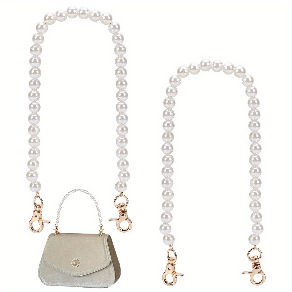 2pcs Pearl Bag Chain, Imitation Pearl Purse Strap, Bag Chain Replacement,  Short Handbag Handle With Swivel Clasp, For Bag Decoration Wallet Clutch