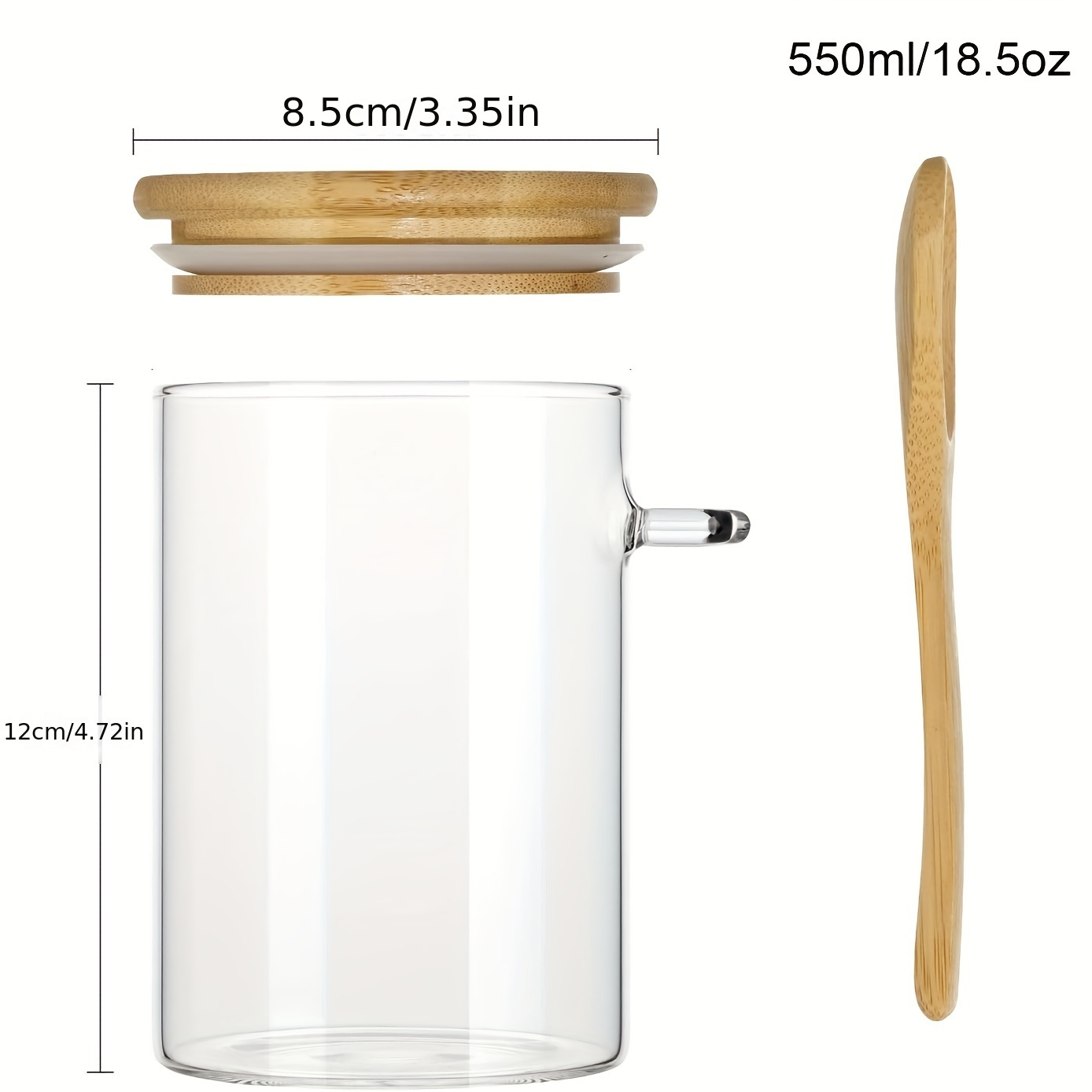 2 Pack Airtight Glass Jars with Bamboo Lid & Spoons, 19 Oz/540ML Glass Food  Storage Containers Overnight Oats Containers with Lids, Decorative Kitchen
