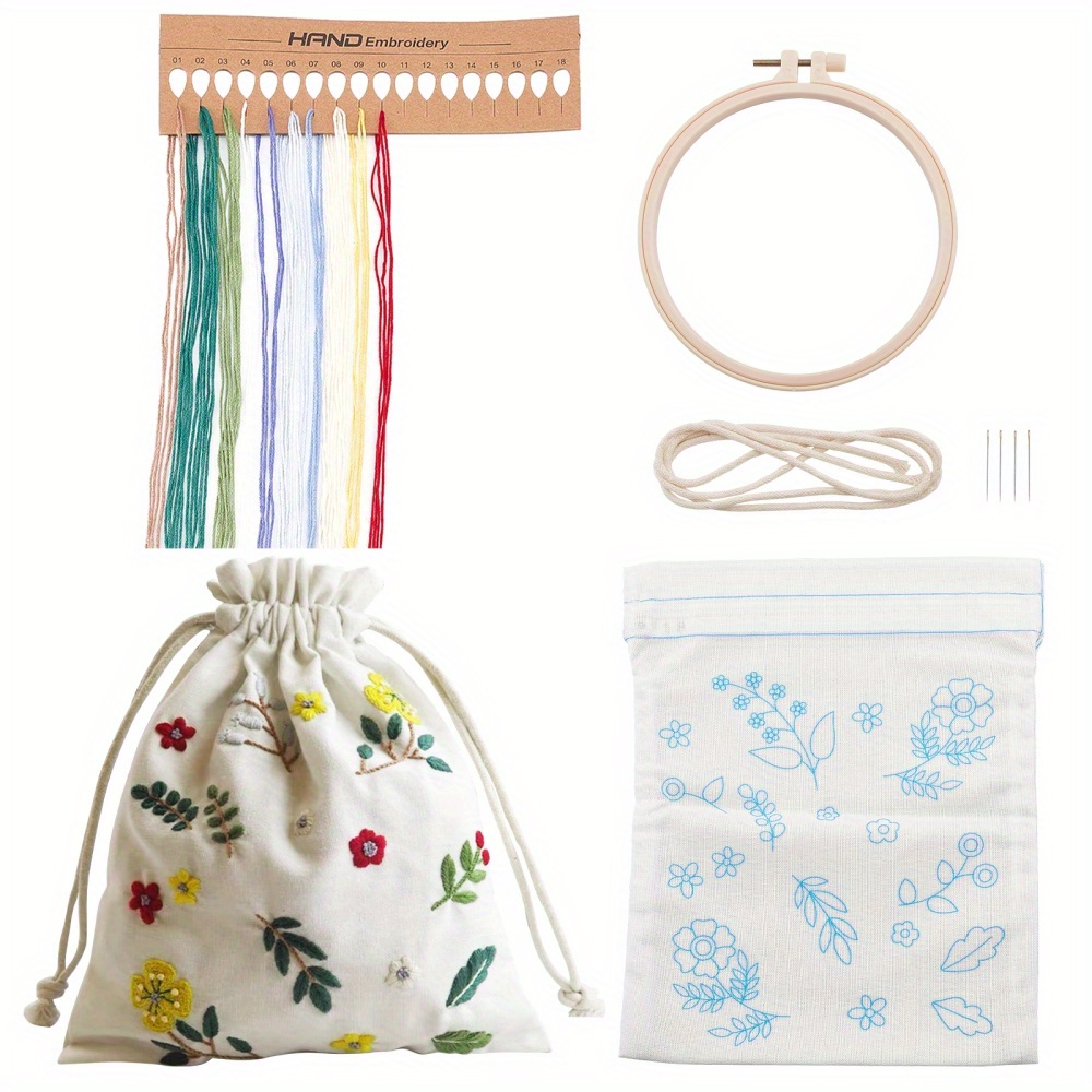 Embroidery Starter Kit DIY Shoulder Handbag Crossbody Bag Cross Stitch Kit  