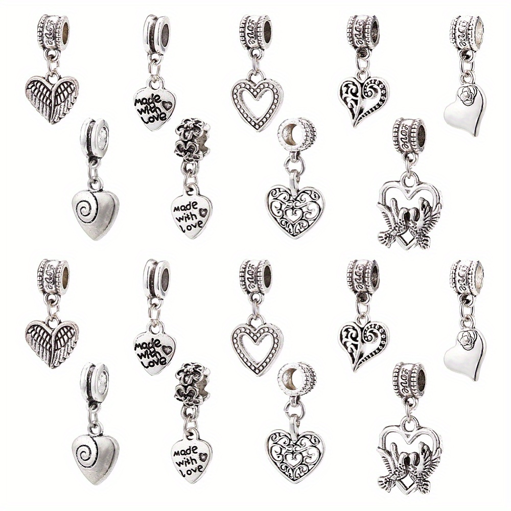 

1 Box 54pcs 9 Styles Love Heart Pendants, Alloy Dangle Jewelry Making Charms, For Necklace Bracelet Jewelry Making And Crafting