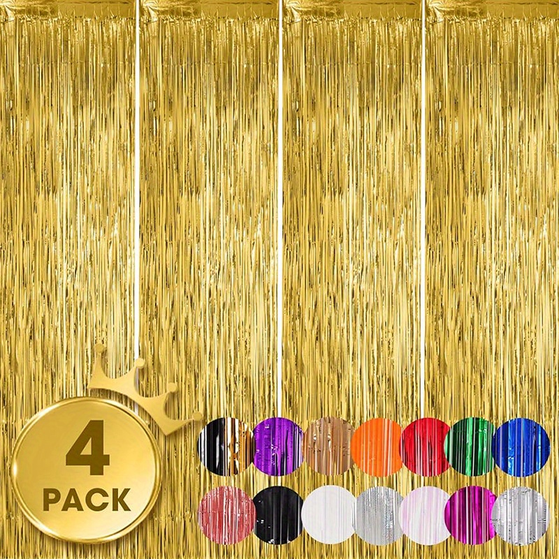 Orange Yellow Streamers Party Decorations,Crepe Paper Streamers 8rolls with Tinsel Curtain Party Backdrop Glitter,Set of Yellow Streamers in 6