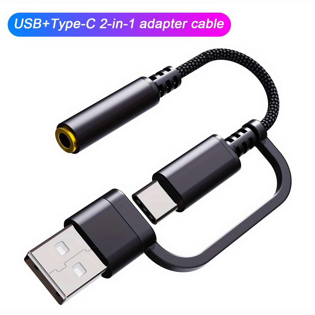 Adaptador USB C a Jack 3.5 mm [2 en 1] Adaptador Auriculares Tipo