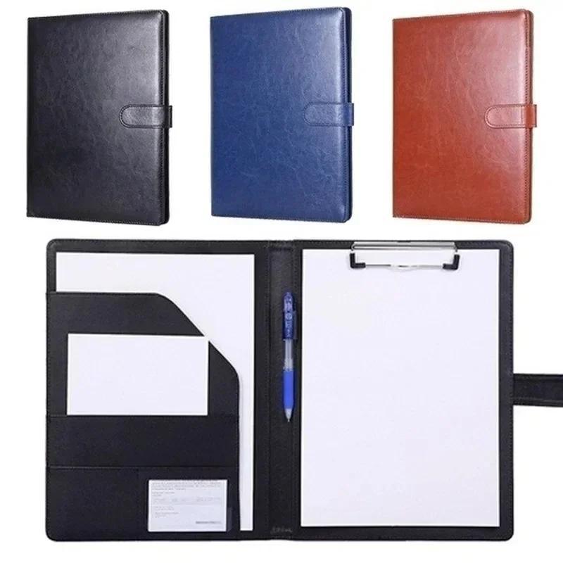 Wonderpool 3 anneaux classeur Padfolio classeur porte-documents avec  presse-papiers amovible, support A4 en cuir PU avec multi-poches 