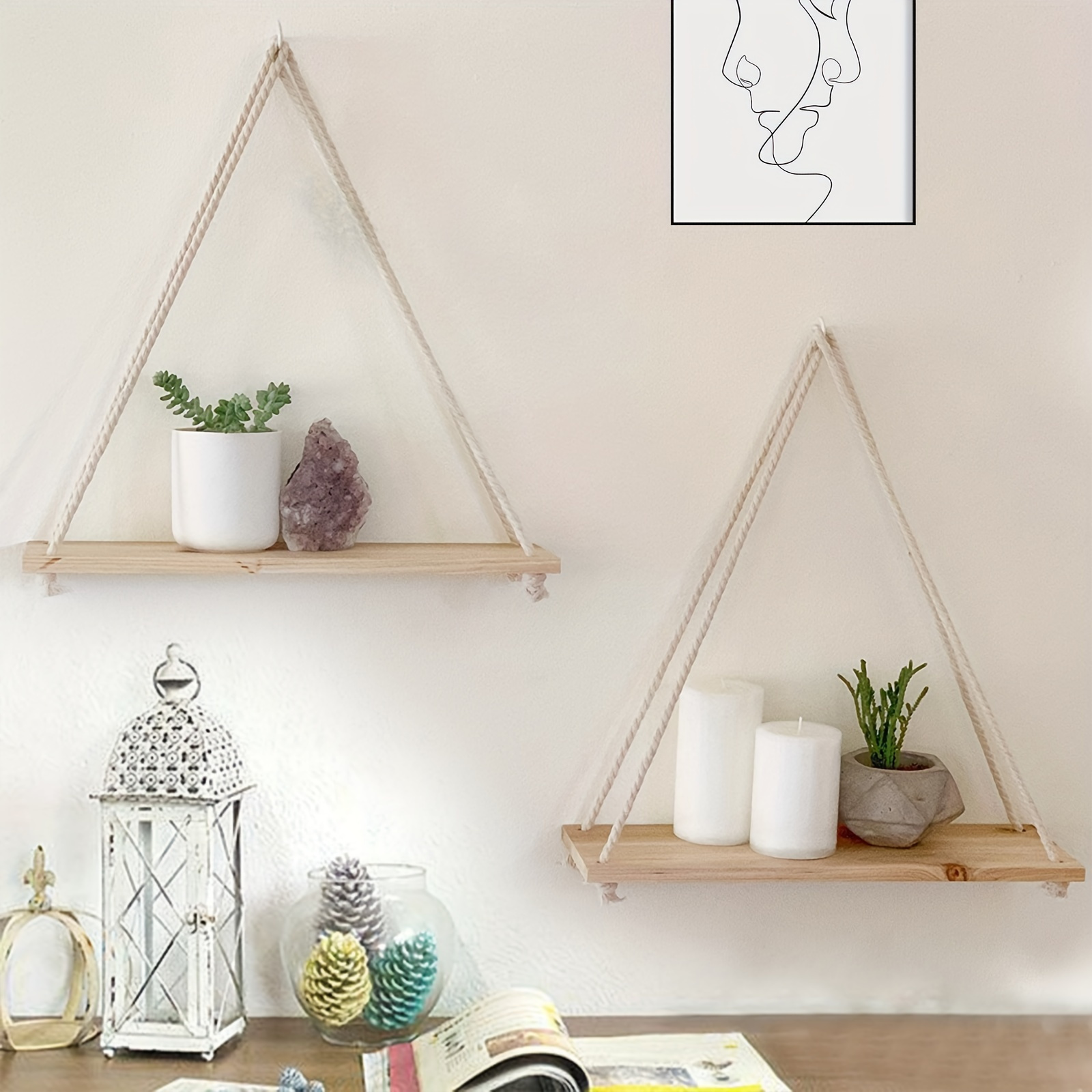 Boho Wall Mounted Storage Rack Rustic Hand Woven Floating - Temu