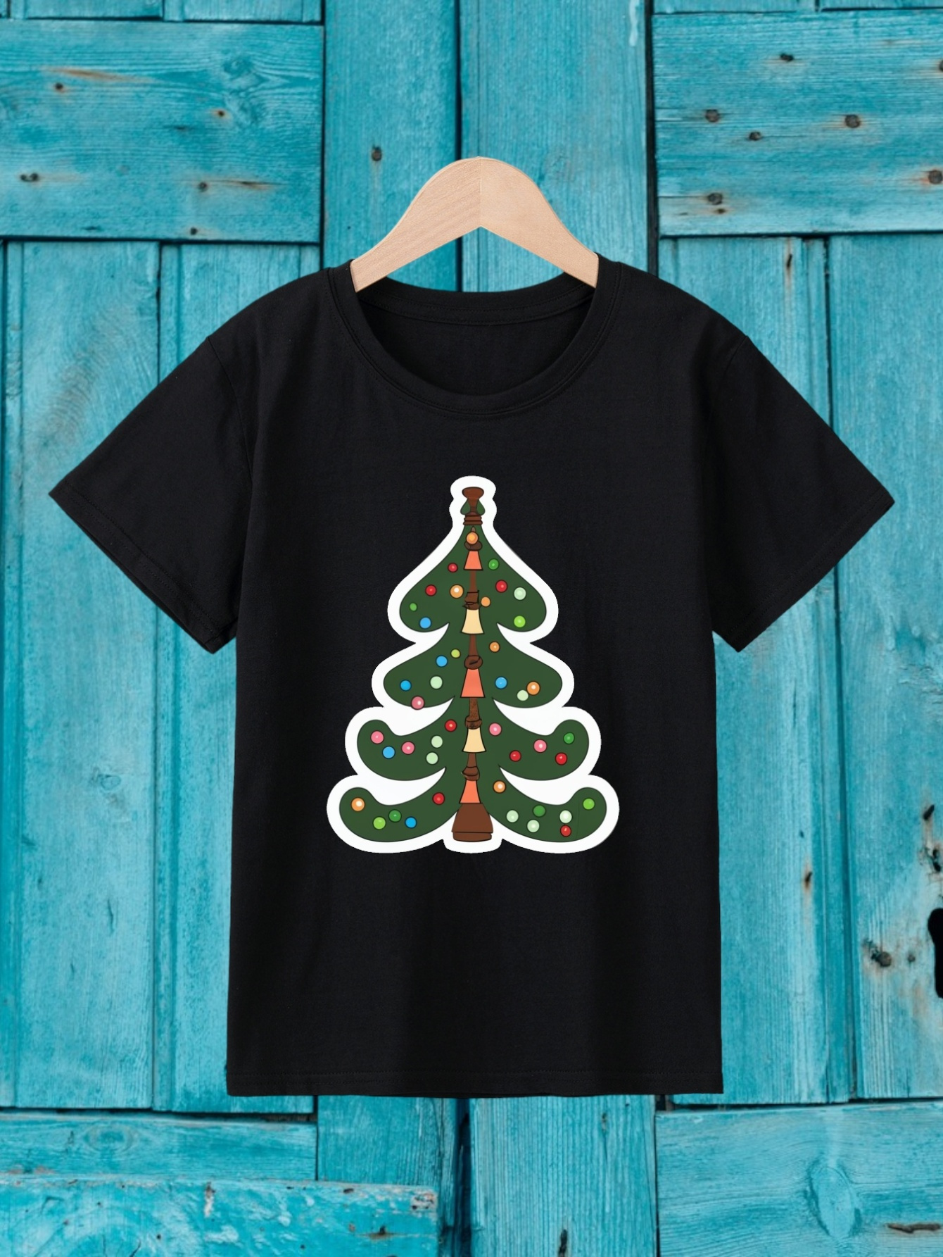 Camiseta Casual Estampado Árbol Navidad Cuello Redondo Manga - Temu Chile