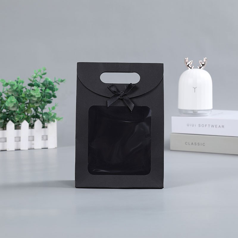 10pcs Kraft Paper Bags For Wedding Birthday Transparent Window
