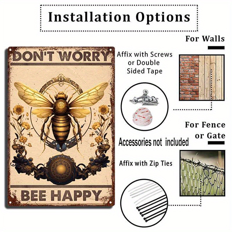 Don't Worry Be Happy Sign Bumble Bee Decor Table Sign Honey Bee