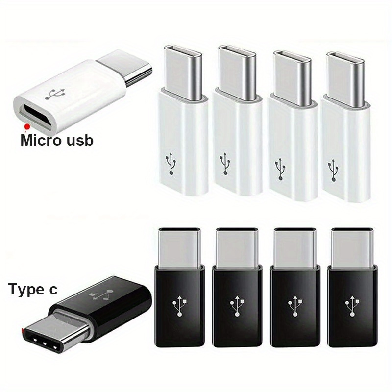 Adaptador USB C a Micro USB, (paquete de 4) tipo C hembra a micro USB macho  Conector de conversión con llavero de carga y sincronización de datos