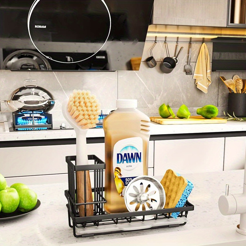 Dish Brush Holder For Kitchen Sink Sponge Caddy Countertop Organizer  Plastic Scr