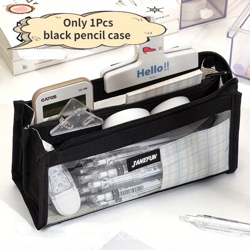 1pc Clear Pencil Bag, Minimalist Portable Stationery Bag For Middle High  College School & Office