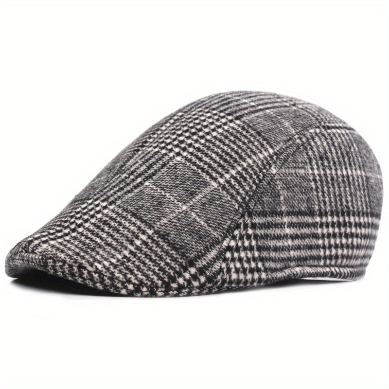 vintage plaid flat cap unisex lightweight beret newsboy hats classic british style duckbill cap for women men