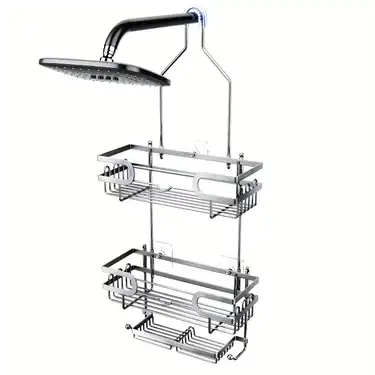 Shower Caddy 3 Tier Bathroom Storage Organiser Hanging Basket Metallic Black