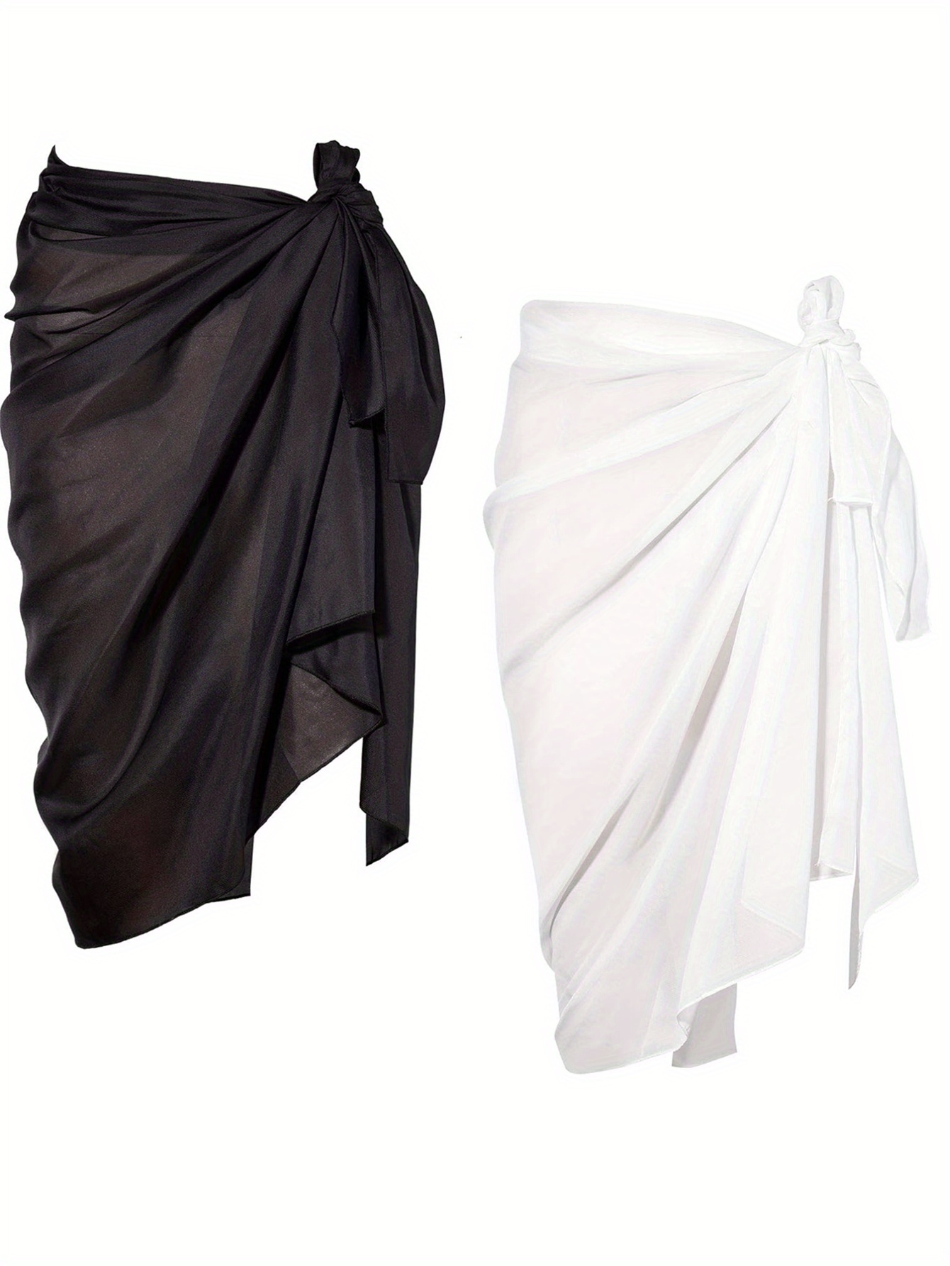 Womens Beach Swim Cover Up Wrap Skirts Bikini Cover Up Wrap Skirt Beach  Sarong Swimsuit Wrap Skirt, White