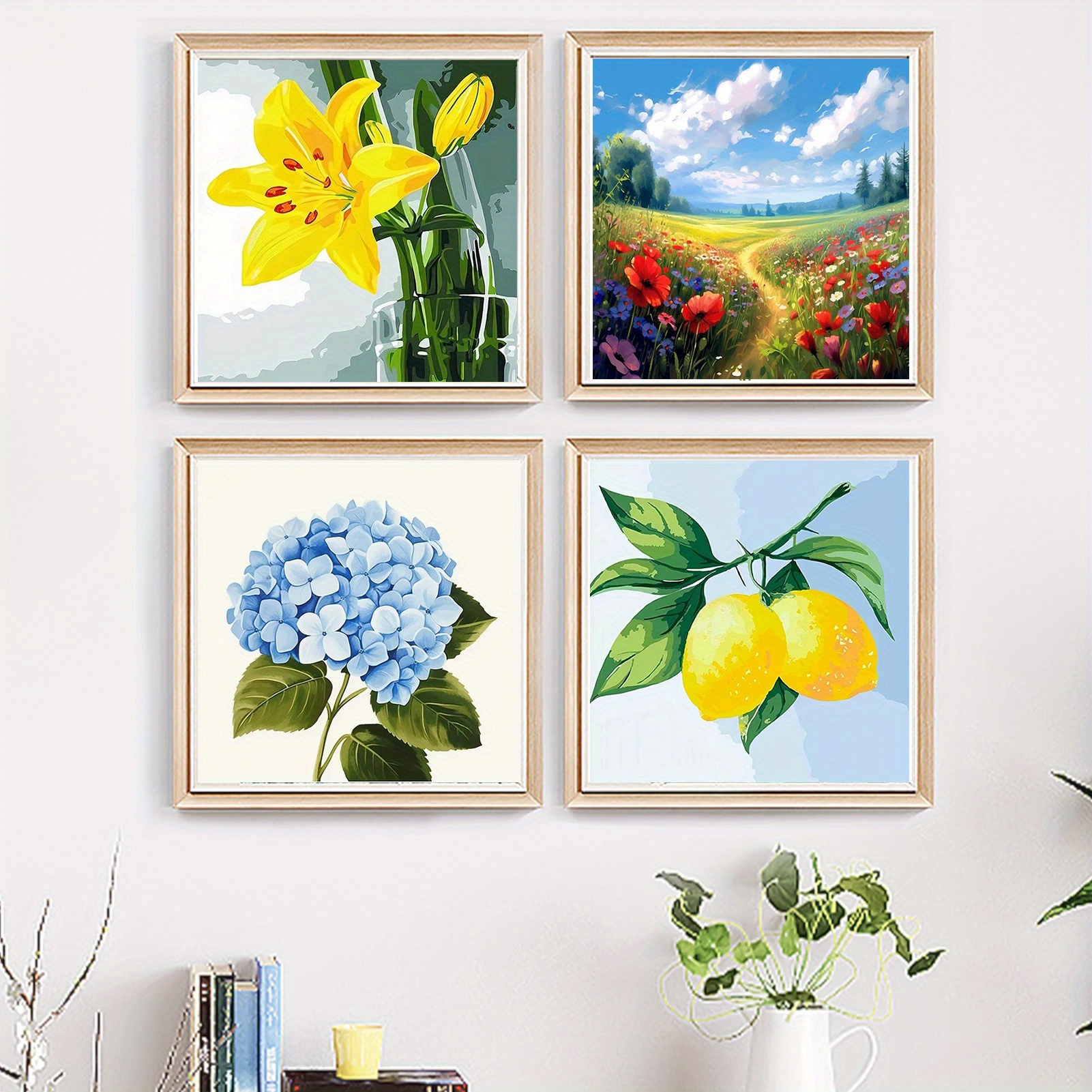 Blooming Flowers Paint By Numbers Frameless For Adults - Temu