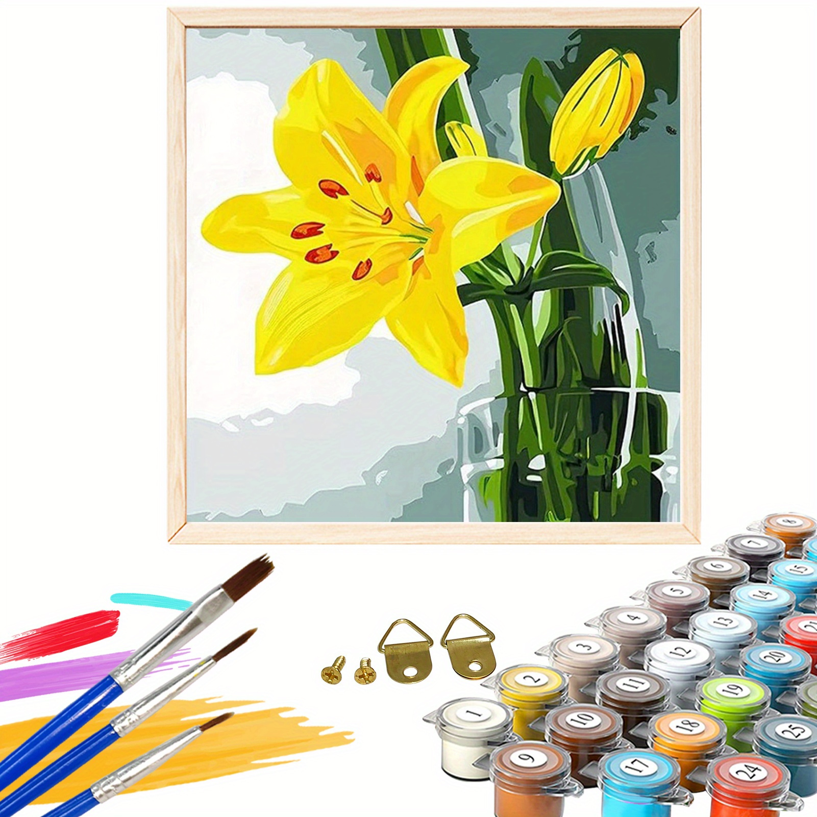 Blooming Flowers Paint By Numbers Frameless For Adults - Temu