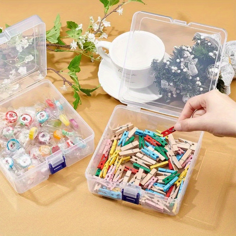 Square Plastic Transparent Storage Box Lid With Lock Buckle - Temu