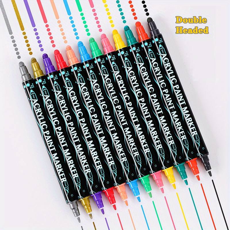 12/24/26/36 Colors Dual Tip Acrylic Paint Pens Markers - Temu New