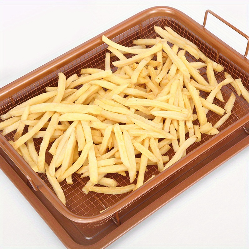 Copper Crisper Air Fryer Pan Non stick Baking Tray With - Temu