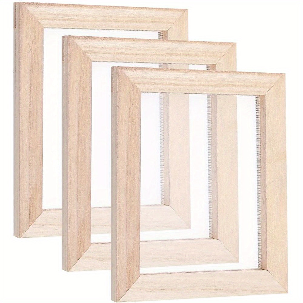 3 pezzi di cornice rettangolare in legno robusto, telaio per la produzione di  carta, strumento per lo schermo del telaio, telaio per la stampa a deckle,  per l'arte e l'artigianato fai-da-te 