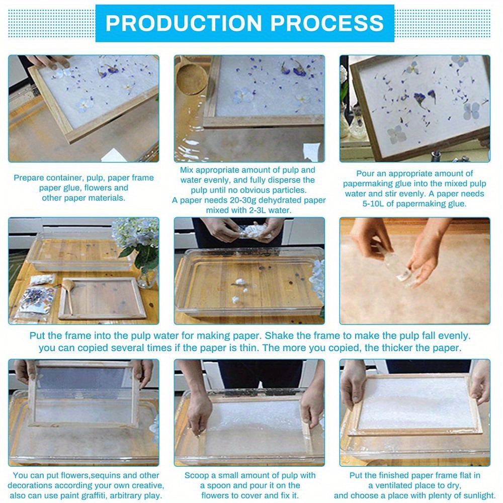 2 Pieces Paper Making Wooden Paper Making Mould Papermaking Screen Kits  Mould Frame Rectangle Wooden Paper Making Screen Tools for DIY Paper Craft