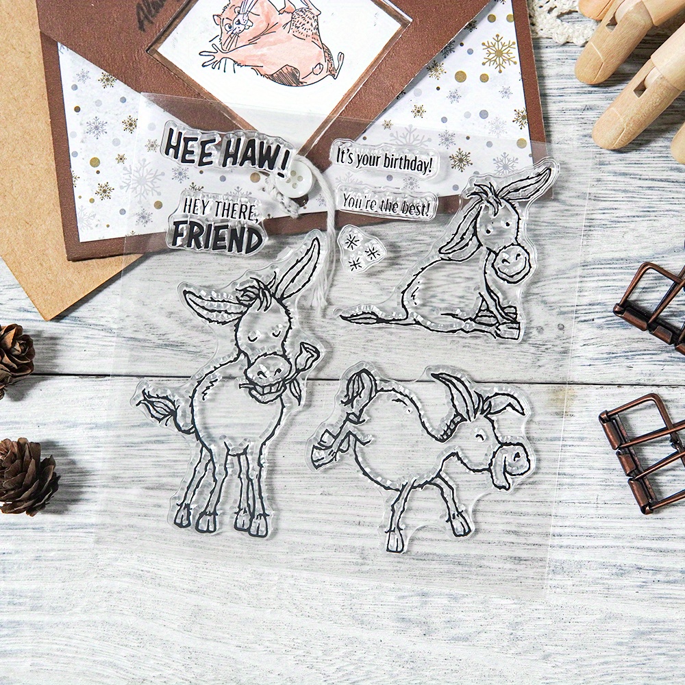 Donkey Cute Animal Clear Stamps Flowers Fence Stars Carrots Transparent  Silicone Stamp Seal for Card Making Photo Journal Decoration DIY  Scrapbooking