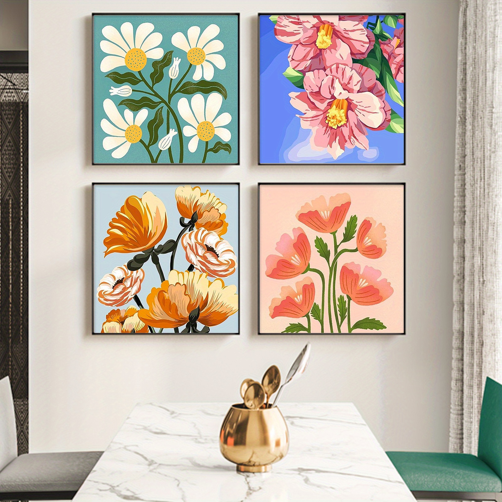 Flowers Paint By Number For Adults Without Frame Diy Oil - Temu