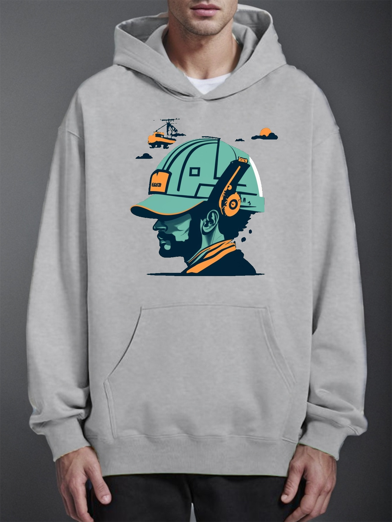 sudadera casual hombre diseño gorro construcción Temu Dominican