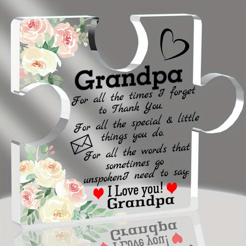 Funnli Grandson Gifts from Grandma Grandpa Acrylic Puzzle Plaque - Birthday  Gifts for Grandson 3.35 x 2.76 Inch Desk Decorations - Anniversary Wedding