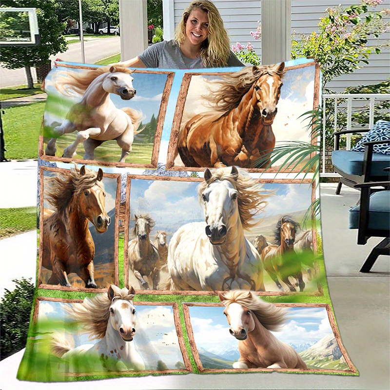 Horse print fleece online blanket